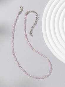 1 pièce Collier de perles minimaliste de couleur gelée pour femmes - Violet clair - N143V - Voir 1