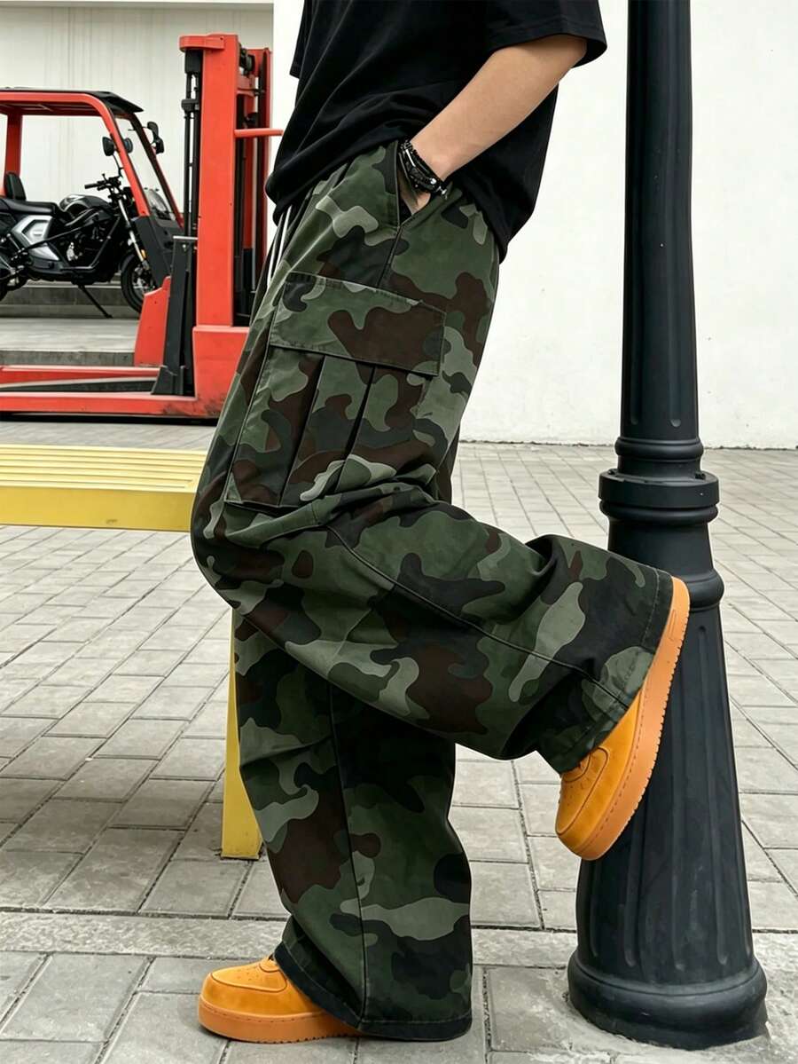 男士休闲时尚工装裤，户外迷彩工作裤，春夏款 - 軍綠色 - 查看 1