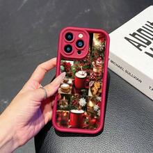 クリスマスカップデザインのクリスマスフォンケース、 17 16 15 14 12 11 X Pro Plus対応の高度デザイナー保護するケース、パーソナライズされた耐久性のあるファッショナブルな携帯電話アクセサリー - バーガンディ - チェックする 6