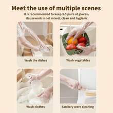 100 Packs One Size Fits All Long Disposable Plastic Gloves, Waterproof & Slip Resistant Extended Cleaning Gloves, TPE Material Household Hand Protection Gloves, Minimalist Practical Style, Transparent Clear Color, Full Long Sleeve Shape, Oil Resistant, Non-Penetration, For Kitchen Dishwashing, Food Prep, Fruits Washing, House Cleaning - A - View 4
