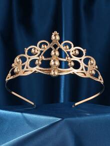 Women's Crystal Crown, Wedding Crown And Tiara, Birthday Party Princess Crown Hair Accessory, Bridal Rhinestone Christmas Decoration Headband - Gold - View 4
