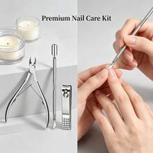 Precise Cuticle Scissors Set, Stainless Steel Double-Headed Cuticle Pusher & Nail Clipper, Versatile Manicure & Pedicure Tool - Silver - View 7