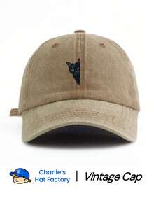 1 Pc BLACK CAT Print Baseball Cap, Classic Casual Stylish Vintage Soft Sweatband Adjustable Size Lightweight Sun Protection Versatile Vintage Dad Hat, Suitable For Outdoor Sports Daily Wear Party Vacation Perfect Gift For Family And Friends - Black Cat - 查看 7