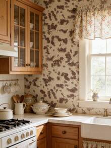 1pc Leopard Print Self-Adhesive Wallpaper, Removable Wall Sticker, Exquisite Botanical Mural, Suitable For Home Decor And Wall Art, Ready-To-Use Wall Panel, Wall Covering, Spring Home Decor, Instantly Refresh Your Living Space, Rama Decor - Multicolor - View 6