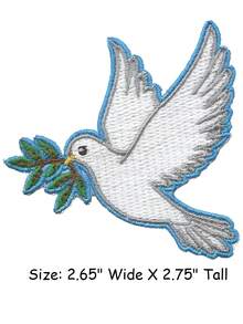 1 miếng vá hình chim bồ câu trắng với cành ô liu, hình động vật dễ thương, thêu, có thể ủi lên quần áo. - Nhiều màu - Xem 8