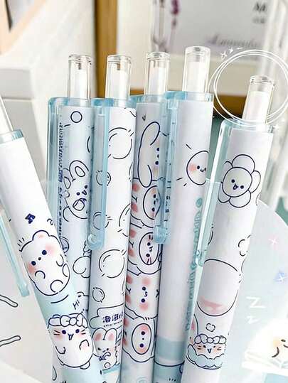 Bộ 8 bút bi gel hình động vật hoạt hình, 1/8 bút bi gel hình tai thỏ dễ thương, bút bi, bút ký tên, văn phòng phẩm, quà tặng tựu trường, quà tặng ngày lễ.