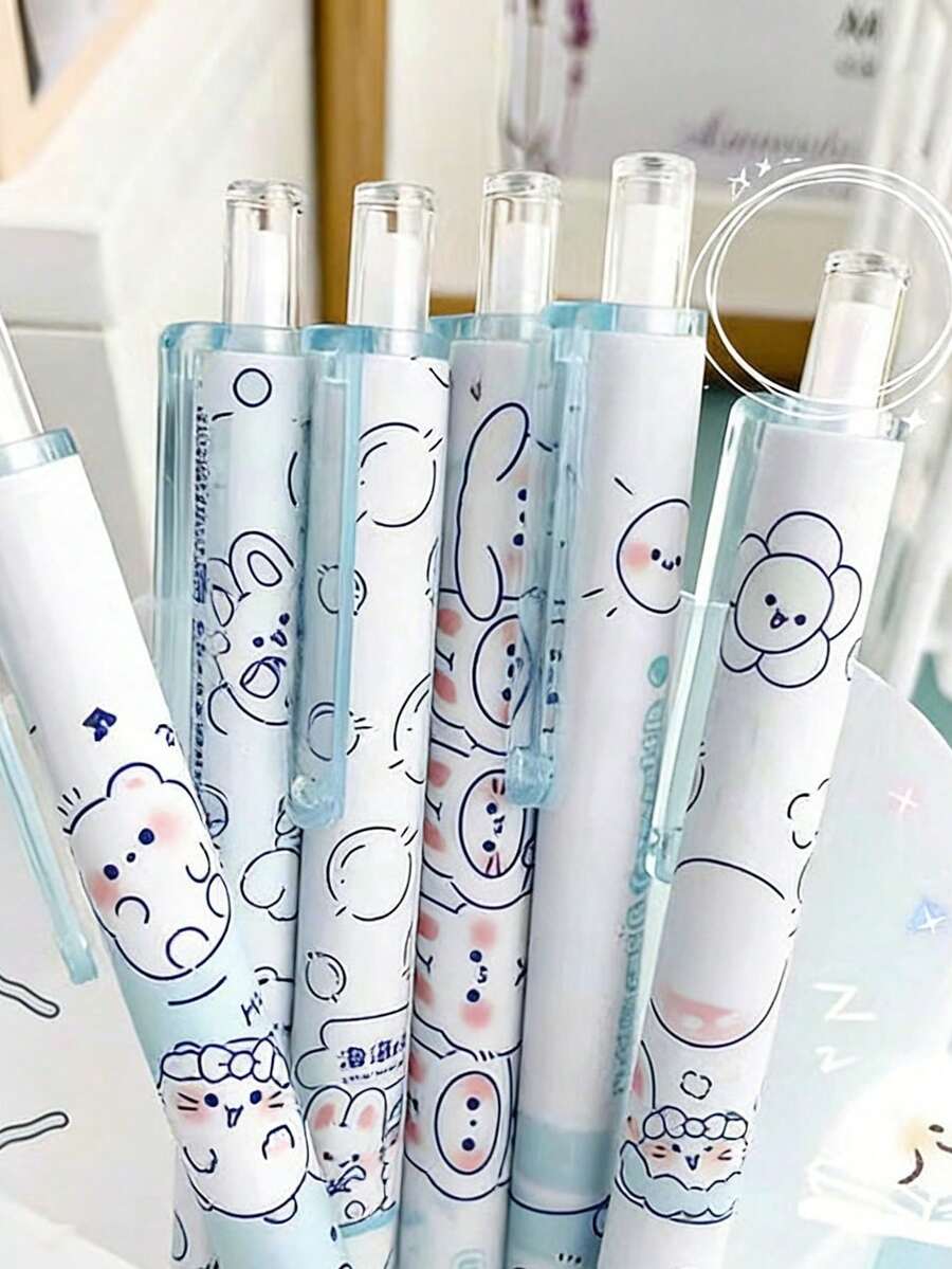 Bộ 8 bút bi gel hình động vật hoạt hình, 1/8 bút bi gel hình tai thỏ dễ thương, bút bi, bút ký tên, văn phòng phẩm, quà tặng tựu trường, quà tặng ngày lễ. - Bút lông xốp Mimi - Xem 1