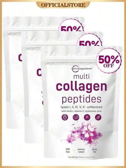 Multi Collagen Peptides Powder - Hydrolyzed Protein Peptides With Hyaluronic Acid, Biotin & Vitamin C,Holiday Essentials