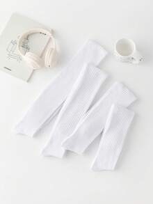 1 Pair Women's Elephant Pattern Loose Long Socks, Knitted Leg Warmers, High Tube Socks, Preppy Over-The-Knee Socks, Knitted Bubble Socks - White - View 6