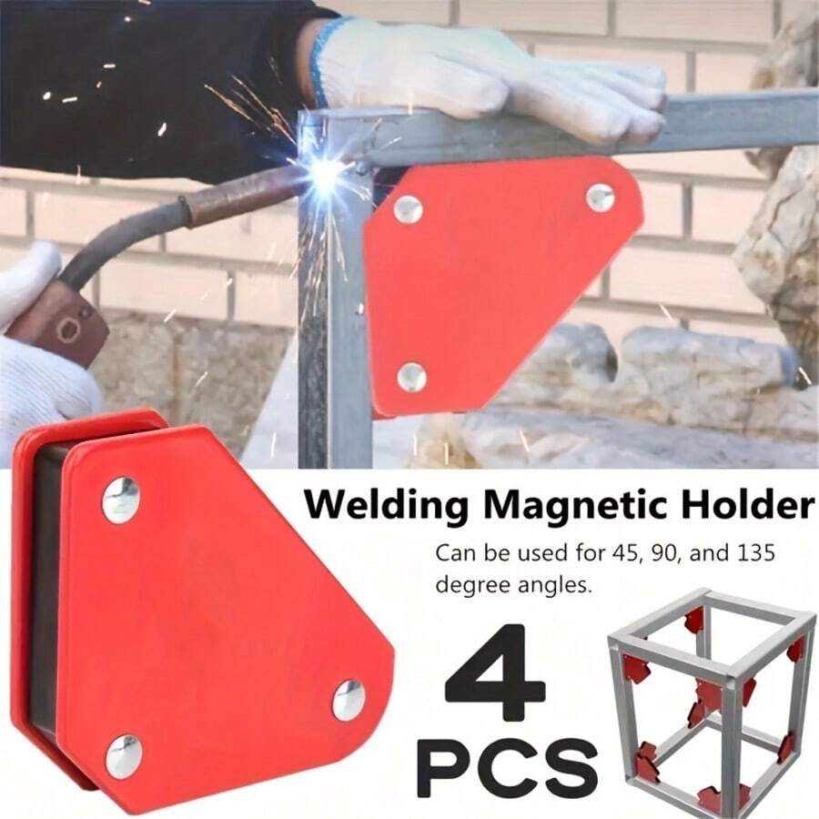 Bộ 4 nam châm hàn - Kẹp góc từ tính chịu lực cao với đế chống trượt | Kẹp hàn công nghiệp dùng cho gia công kim loại, hàn ống và các dự án DIY (Bộ định vị tam giác mini) - 4 cái - Xem 1