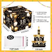 Birthday Cash Box, Surprise Pull-Out Money Gift Box With 50 Transparent Bags - A Fun Way To Give Birthday Gifts To Girls And Boys - 18 YEARS - View 2