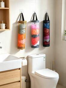 可折叠厨房垃圾袋收纳架，网状储物整理袋，塑料袋悬挂篮 - 彩色 - 查看 6