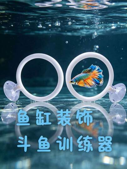 Đồ trang trí bể cá Betta, vòng huấn luyện cá Betta, đồ chơi tương tác xòe đuôi và xòe mang cá Betta.