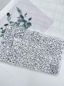 200/500/1000颗 4x7mm 黑色底金色字母图案珠子，DIY项链首饰制作材料 - 白底黑字 - 查看 26