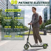 Scooter Eléctrico Plegable Todimart S6 (Adultos) – Doble suspensión frontal, 25 km/h máximo, Motor 350W, Llantas 8.5", Faro LED, Control por Aplicación, 3 Niveles de Velocidad Regulables, Batería 36V 7.8Ah (MAX) + LCD - Verde - Ver 2