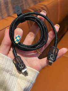 Tryckt svart tulpanfodral för laddning, laddningsskyddande fodral kompatibelt med Apple, vågigt mönster, kompatibelt med 18W/20W snabbladdningsadapter, reptåligt tillbehör - Multifärgad - Visa 5