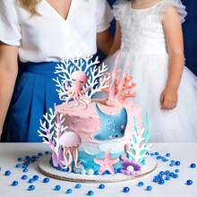 Decoraciones para pastel de cumpleaños con tema oceánico, regalos para fiesta oceánica, suministros para fiesta de revelación de género. No solo son hermosas decoraciones, sino que también hacen que tu pastel sea talla grande llamativo, perfecto para tomar fotos impresionantes. Son ideales para fiestas con temas de animales marinos, fiestas con temas de sirenas, fiestas con temas submarinos, fiestas temáticas, fiestas de cumpleaños, fiestas de verano y fiestas de playa. - multicolor - Ver 6