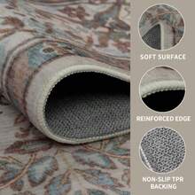 Alfombra clásico lavable para sala de estar pelo bajo 5 x 7 pulgadas alfombra antideslizante que no desprende pelusa suave para interiores resistente a las manchas alfombra con - 088almendra - Ver 5