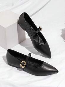 Women's Flat Pointed Toe Slip-On Shoes - Black - View 5