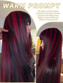 5Pcs/Set Burgundy Clip-In Hair Extensions For Women, Synthetic Fiber Hairpieces, No Salon Dye Needed, Perfect For Daily & Party Hairstyles - 酒紅色 - 查看 6