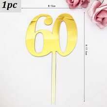 1pc/3pcs Minimalist Gold Acrylic Number 18 21 30 40 50 60 Anniversary Birthday Party Cake Topper - Multicolor - View 14