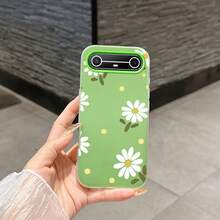 携帯電話電話ケース： SPARK Slim/Spark 10/POVA 7 Ultra/Spark 40に適した携帯ケース、TPU+PP作るの2-in-1マカロンカラーのゼリーのような筋肉のタッチりのケース、豪華でスタイリッシュな軽量保護カバー、かわいいホワイトい花の茎。 - グリーン - チェックする 2