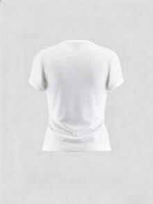 Áo nữ cổ chữ V, thiết kế thời trang tối giản mùa hè mới, áo thun tay ngắn casual, áo kiểu đa năng sành điệu. - trắng - Xem 6