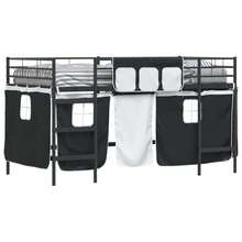 vidaXL Kinder Loft Bettgestell Mit Vorhängen Schwarz 90 X 200 Cm - Schwarz - Übersicht 2