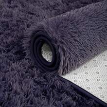 ISEAU - Alfombra ovalada esponjosa moderna alfombra de felpa lanuda para recámara de niños extra cómoda bonita alfombra de noche para habitación de niños y niñas decoración del hogar - Gris Prpura - Ver 4
