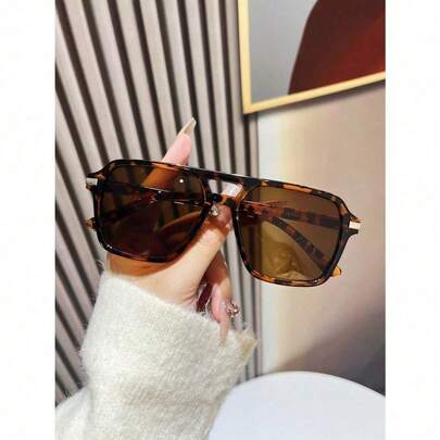 1 Pair Fashion Double-Bridge Aviator Fashion Glasses For Women