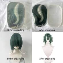 Tóc giả ngắn 14 inch màu xanh lá cây pha trộn kiểu Bobo Gachiakuta Cosplay Guita Hebby, chất liệu tổng hợp, chịu nhiệt, thích hợp cho Halloween và các bữa tiệc. - Ombre - Xem 8