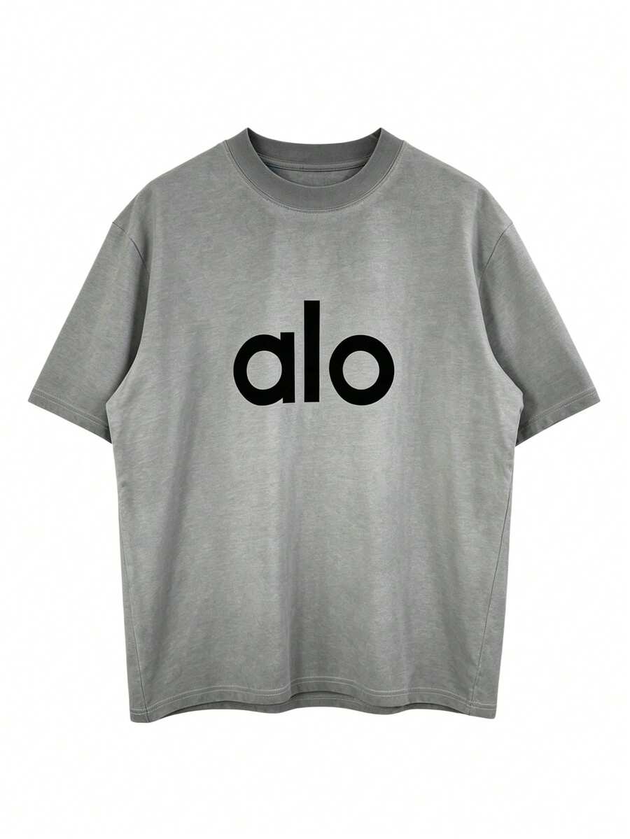 Alo Yoga American Retro Distressed Washed Short-Sleeve Loose T-Shirt, Casual And Slimming Unisex Top - Xem 1