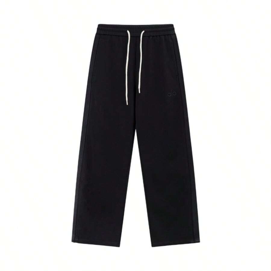 Alo Yoga Straight Leg Sweatpants, Loose Fit Wide Leg Sweatpants, Black, Unisex, Casual Fitness Pants - 查看 1