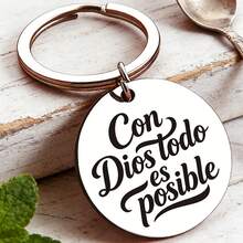 1pc Spanish Inspired Keychain, Religious Quote, Believer Gift, Perfect Gift, With Ring Clip Accessory, Suitable For Men And Women - A - View 2