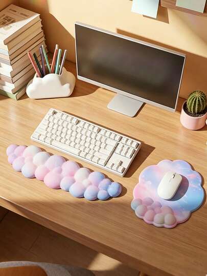 Cloud-Shaped Wrist Mouse Pad And Keyboard Holder, Artificial Wrist Support, Comfortable And Soft, Suitable For Office And Back To School