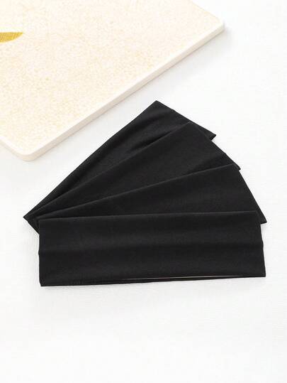 Women's Bohemian Style Non-Slip Headband Suitable For Yoga, Running, Workout And Face Washing - Soft, Comfortable, Sweat-Absorbent Elastic Headband In Solid Color, Casual Headband Accessory For Women And Girls (Black) Summer Beach Hair Bands