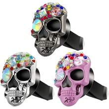 1pc Sparkling Crystal Skull Car Air Vent Clip, Cute Crystal Skull Car Fragrance Air Vent Clip Decor, Shimmering Rhinestone Skull Diffuser Clip, Flashing Car AC Vent Decoration - Diamond-encrusted Skull - View 1