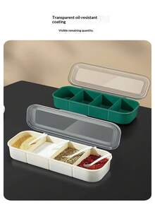 Seasoning Box With Multiple Compartments, Kitchen Salt Jar Set For Home Use, Seasoning Jars With Spoons And Moisture-Proof Containers - Multicolor - View 5