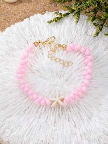 1 Peça Pulseira de Contas em Formato de Estrela-do-mar para Mulheres, Pulseiras Empilháveis com Tema Boêmio Colorido de Praia e Oceano, Presente de Joia de Férias de Verão para Ela - Multicolorido - Visão 2