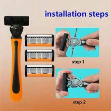 Classic 6-Layer Manual Razor Set, 1/2 Handle With 6/12/18/24/30 Blades , Manual Shave Razors For Daily Face Care 6-Layer Stainless Steel Razor Blades For Men - Replaceable For Smooth Shaves - Multicolor - View 6