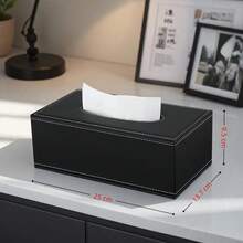 Sleek Tissue Box With Elegant Stitching Smooth Extraction Pu Leather Tissue Holder For Men And Women Minimalist Rectangular Tissue Box To Decorate Vanity Desk Bedroom Living Room Office Coffee Table And Nightstand Kitchen Home Essentials Accessories - Multicolor - View 13