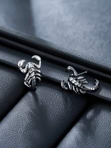 1 Pair Fashionable Street Style Scorpion Stud Earrings For Men, Unique Scorpion Design Men's Accessory, Suitable For Daily Wear, Gift For Friends On Holidays, Birthdays, Anniversaries - Multicolor - View 1