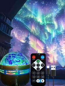 极光星空投影LED夜灯，星系星云吸顶灯卧室装饰，浪漫礼物 - 多色光 - 查看 2