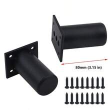 Aluminum Alloy Furniture Cabinet Adjustable Feet - Round Metal Sofa & Bed Legs With Screw Support - Black, 4-Piece Set - Black - View 2