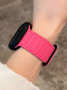一套双色磁扣硅胶表带 + 表壳，兼容 表带 46mm 38mm 40mm 41mm 42mm 44mm 45mm 49mm，可爱糖果色腕带，带保护套，兼容 Series 11 10 9 8 7 6 5 SE Ultra 2 - 玫紅色 - 查看 6