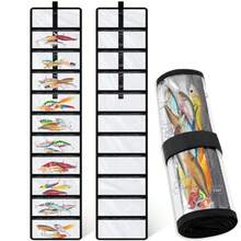 Soulchen - Juego de 2 fundas enrollables para señuelos de pesca 10 bolsillos transparentes de PVC para caña de pescar ver fácilmente señuelos cubiertas de anzuelo protector de almacenamiento de - como en la foto - Ver 2