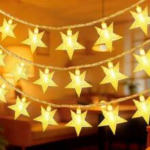 Battery Powered LED Star String Lights, Bedroom Decor Fairy Lights, Wedding Decoration Colorful Lights, Starry Night Atmosphere Lamp Suitable For Indoor, Bedroom/Kids Room, Living Room/Dining Room, Garden, Balcony, Festivals, Camping, Wedding, Birthday, Party, Christmas Decoration - Multicolor - View 2