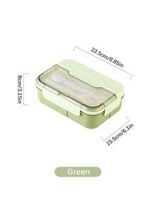 1pc Portable Leak-Proof 4-Compartment Lunch Container, Lunch Box Set With Utensils, Large Capacity Square Bento Box, Food Storage Container, Microwave , Suitable For Work, School, Picnic, Camping, Gatherings, Washable Lunch Box - Multicolor - View 9
