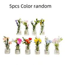 30个/20个/10个/5个/4个/3个装 微型树脂夜光玻璃花瓶，迷你装饰品，DIY清新汽车配件，手工悬挂饰品，娃娃屋花瓶装饰，微缩场景摄影道具，桌面装饰，花卉模型 - 10款玻璃花朵 - 查看 15