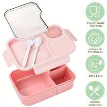 1pc Lunch Box With 3 Compartments, Microwave Bento Box, Suitable For Office, School, Picnic, Travel - Multicolor - View 4